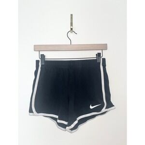 Nike Kids Black‎ Athletic Shorts White Trim Elastic Waist Drawstring